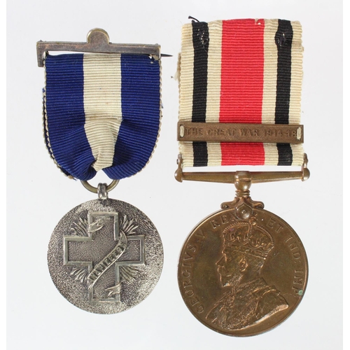 2645 - Special Constabulary Medal GV with clasp 'The Great War 1914-18' named (William Stokes), with a Plai... 