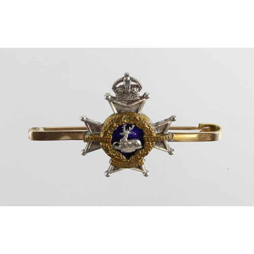 2650 - Sweetheart badge/brooch made from a Officer's silver Notts & Derby Regt. Collar mounted with a 9ct. ... 