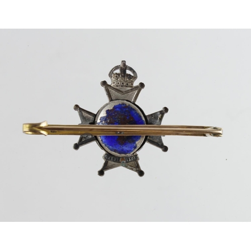 2650 - Sweetheart badge/brooch made from a Officer's silver Notts & Derby Regt. Collar mounted with a 9ct. ... 