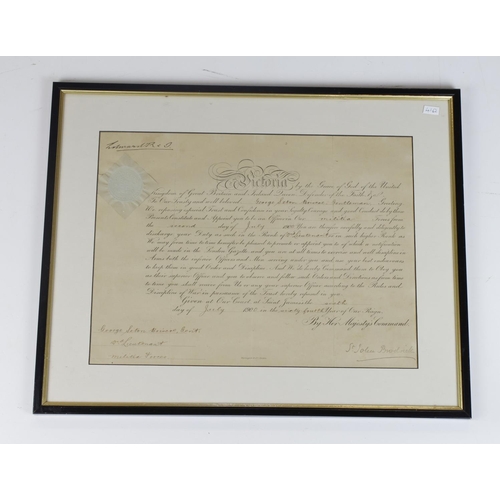 2679 - Victorian Officers commission scroll in frame to George Seton Briscoe dated 2nd July 1900 as a 2/Lie... 