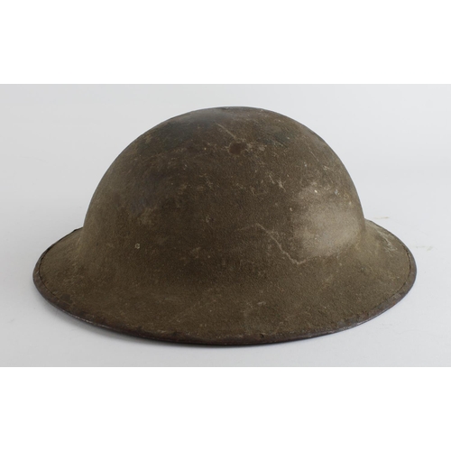 2697 - WW1 British Brodie Helmet with liner. Maker Marked D/F 2 for James Dixon & Sons.