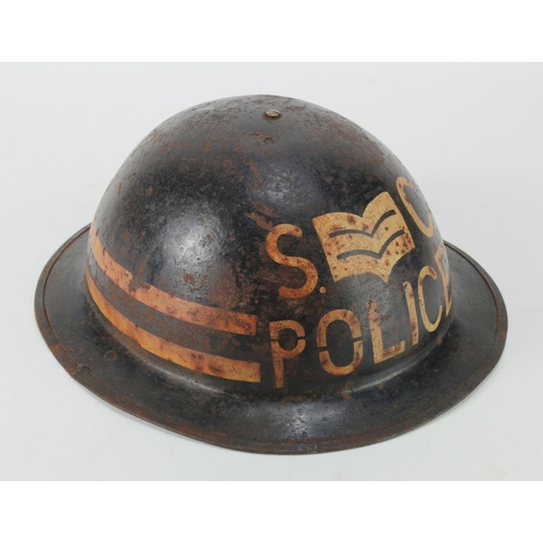 2760 - WW2 British Special Constabulary Police Sergeants Helmet.