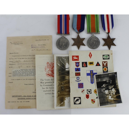 2762 - WW2 causality group to 6849546 Rfm Edward Simms KRRC, wounded 9-9-1944. Comes with causality letter,... 