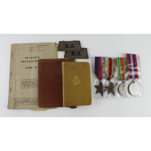 2771 - WW2 group to 1452292 W/BDR Herbert E Wernon, Royal Artillery consisting of 1939-45 star, Africa star... 