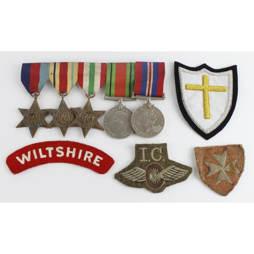 2779 - WW2 medal group 1939-45 star, Africa star, Italy star, Defence medal, 1939-45 war medal mounted on b... 