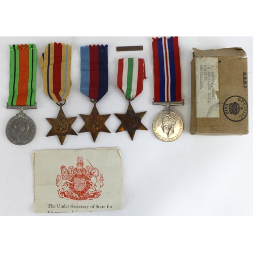 2791 - WW2 RAF group in named box of issue to J. Laurie, Penrith, Cumberland. 1939-45 Star, Africa Star + N... 