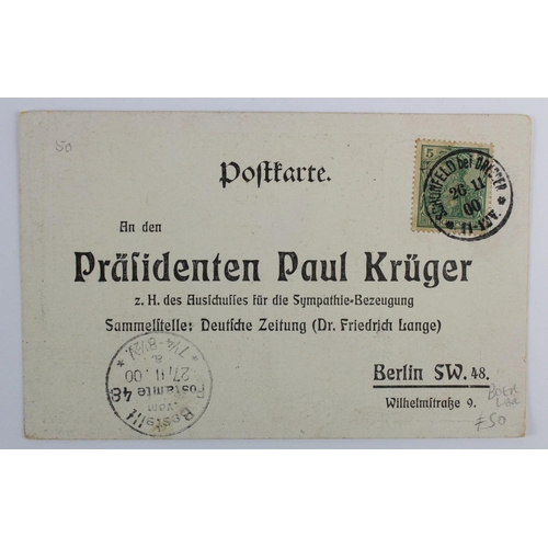 309 - Glamour postcard mailed in November 1900 within Germany expressing support to President Paul Kruger ... 