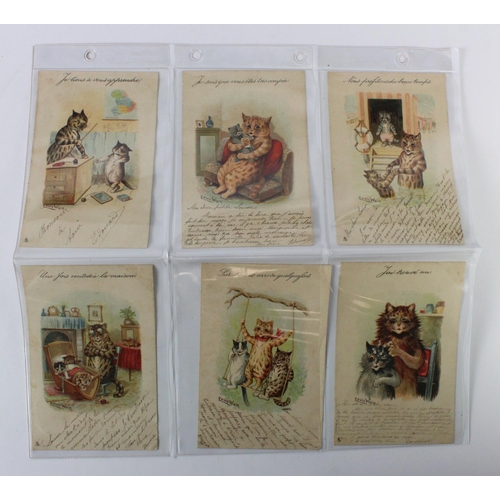326 - Louis Wain cats postcard set - Raphael Tuck Paris scarce French edition Serie 331: Nous profitons du... 