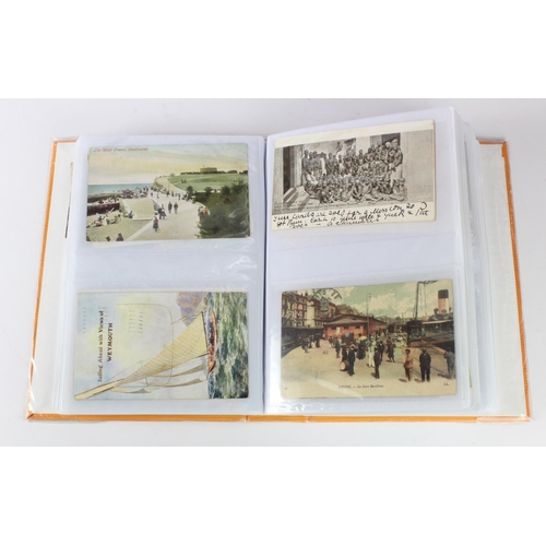 347 - Orange album containing original varied collection, foreign, postal history, English topographical, ... 