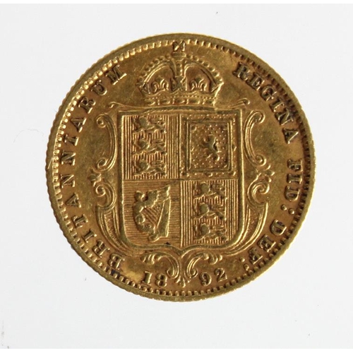 519 - Half Sovereign 1892 Jubilee, lower shield, S.3869D, VF