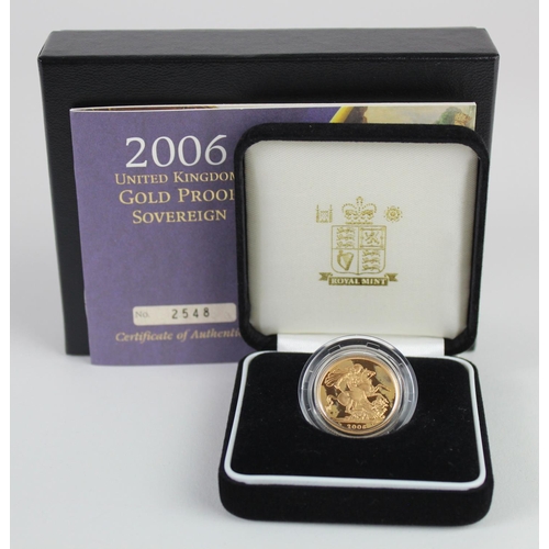 574 - Sovereign 2006 Proof aFDC with patchy toning cased as issued