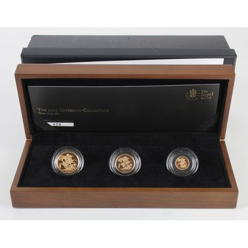 586 - Three Coin Set 2013 (Sovereign, Half Sovereign & Quarter Sovereign) Proof FDC boxed as issued