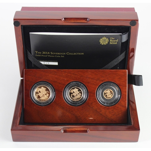 588 - Three Coin Set 2015 (Sovereign, Half Sovereign & Quarter Sovereign) Proof FDC boxed as issued