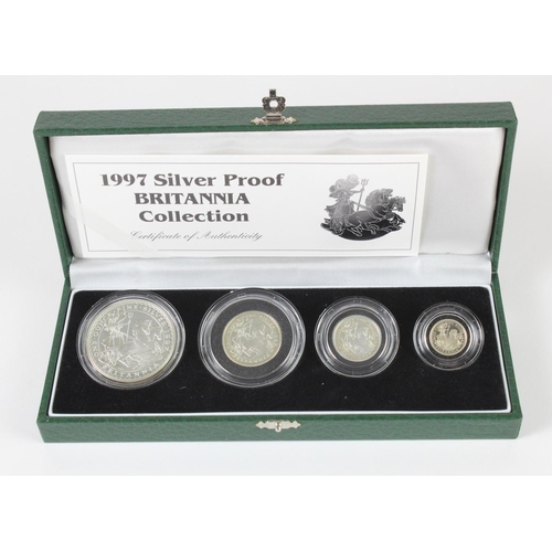 600 - Britannia Silver Four coin set 1997. Proof aFDC. Boxed as issued