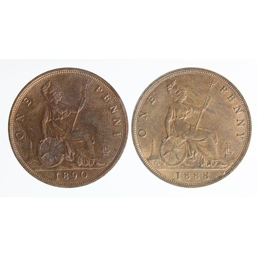 679 - Pennies (2): 1888 EF with lustre; and 1890 lightly cleaned nEF