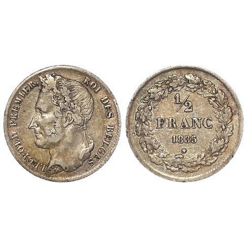 761 - Belgium silver 1/2 Franc 1835, KM# 6, VF