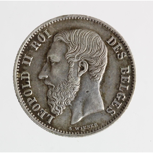 762 - Belgium silver 50 Centimes 1866 aEF