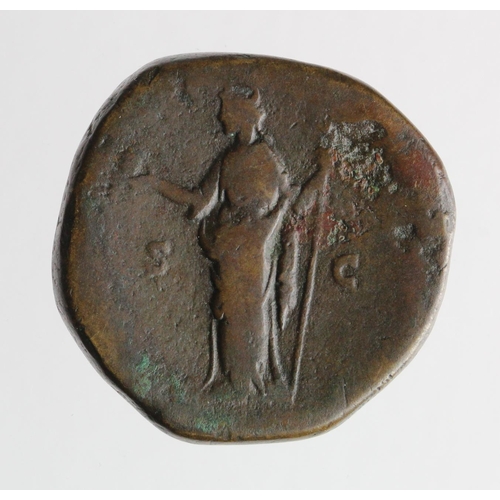 966 - Roman Imperial: Lucilla AE sestertius (wife of Verus) 161-169 AD; Venus standing l. reverse; aF