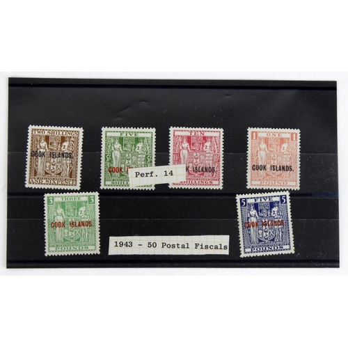 97 - Cook Islands 1943-54 Postal Fiscal set with 'Cook Islands' opt, mounted mint, SG131w/136w, cat £550 ... 