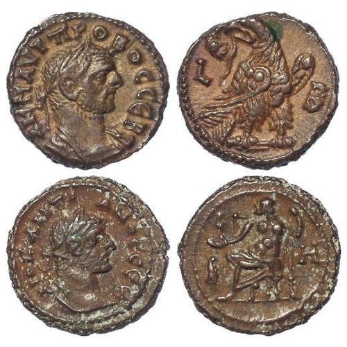 973 - Roman Provincial (2) Alexandria, Egypt BI tetradrachms: Probus, rev: Eagle stg. l., year 2 = 276-7 A... 