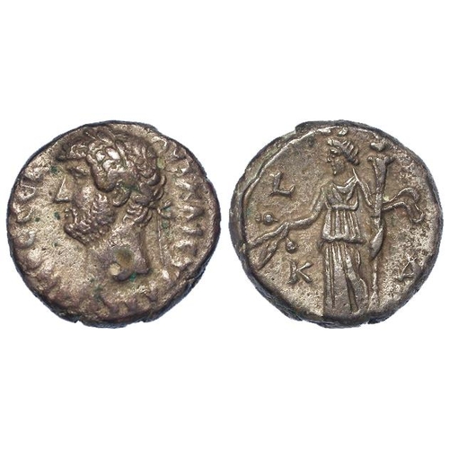 976 - Roman Provincial: Hadrian, Alexandria, Egypt BI tetradrachm. Rev: Demeter stg. l. holding corn-ears ... 