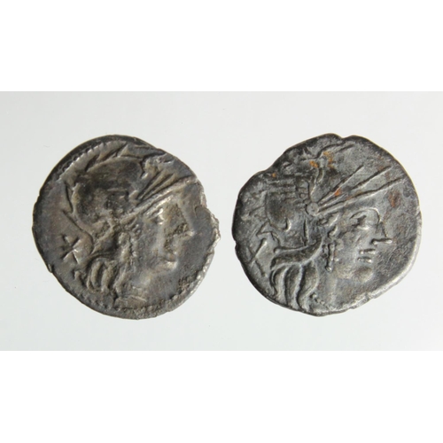 981 - Roman Republican denarii (2): M. Papirus Carbo, Roma / Jupiter in quadriga; Crawford 276/1, GF, and ... 