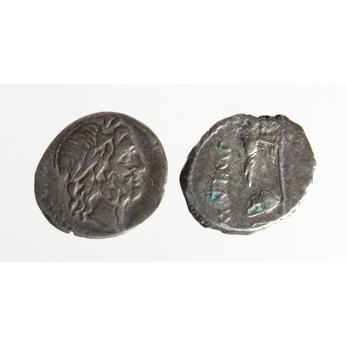 984 - Roman silver quinarii (2): Lentulus Clodianus 88 BC, GF/F, and Mark Antony, Transalpine Gaul 43 BC, ... 