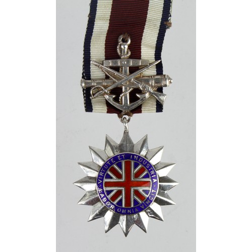 2365 - Corps of Commissionaires Medal, silver hallmarked (1967) and enamel, named 'W Hemmings'.