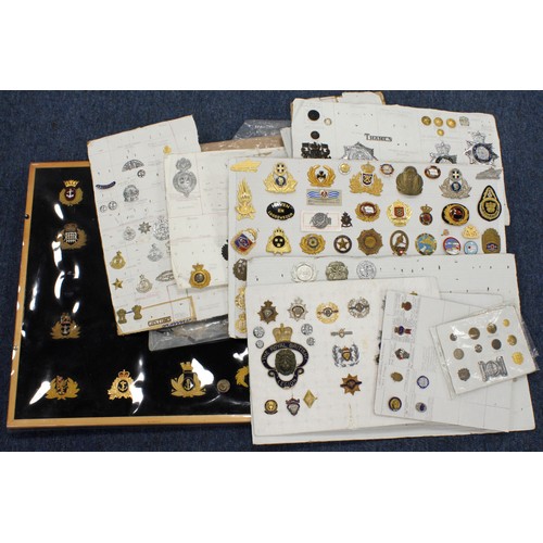 2485 - Maritime interest - original selection of cap / helmet / lapel badges on cards including Transport P... 