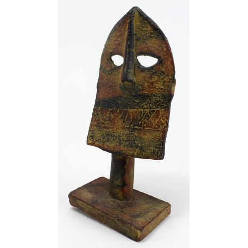 1112 - John Maltby (1936-2020). A stoneware sculpture, untitled, depicting a tribal mask, unsigned, height ... 