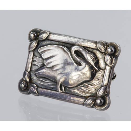 166 - Georg Jensen silver brooch depicting a swan no.213A