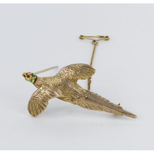 180 - 9ct brooch in the form of a pheasant, hallmarked London 1965. Weight 11.1g