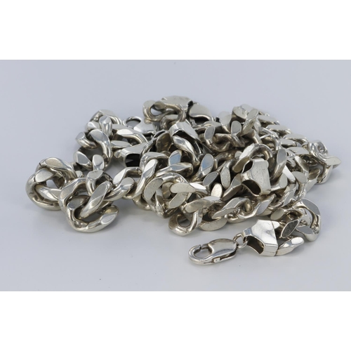 181 - Four heavy silver curb link bracelets. Total weight 270g