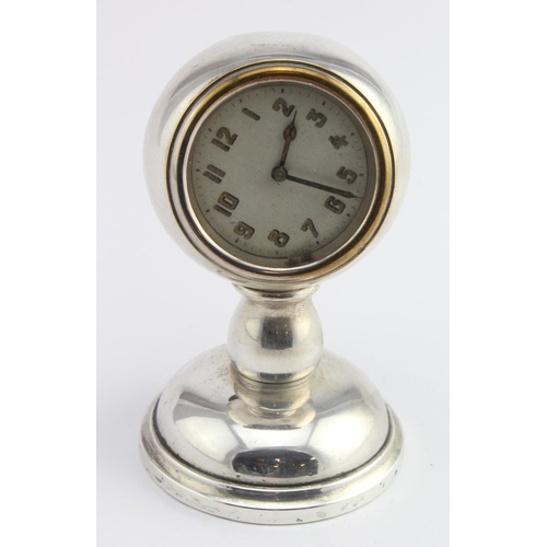 542 - Silver mounted mantle clock (not working), marked on the back HAC Make, made in Wurtemberg. Silver h... 