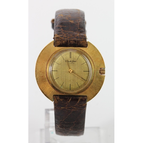 635 - Mid-size 18ct cased Bueche-Girod wristwatch, not working when catalogued