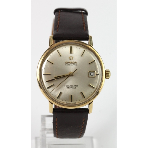 640 - Gents 9ct cased Omega Seamaster automatic wristwatch, working when catalogued