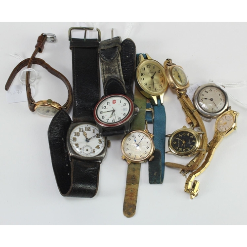 645 - Assortment of mixed wristwatches, includes one 18ct cased and two 9ct cased. AF