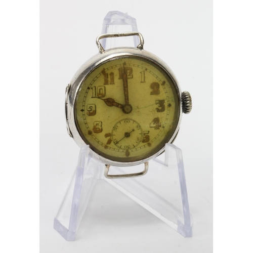 649 - Gents silver cased Omgea wristwatch. Import marks for London 1912. Working when catalogued