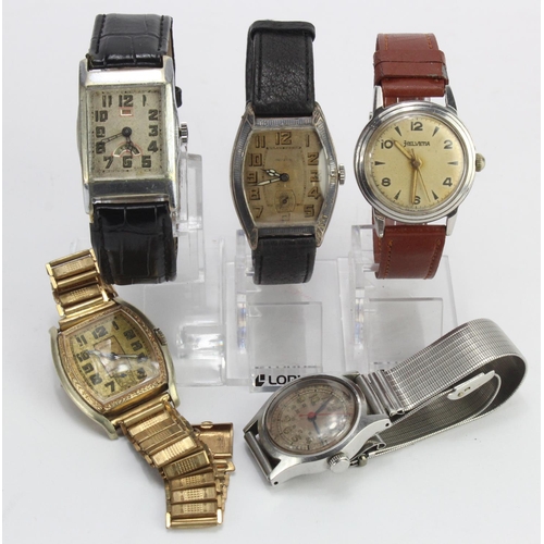 650 - Selection of pre mid 20th Century and earlier wristwatches. Makers include Lavina, Helvetia etc.