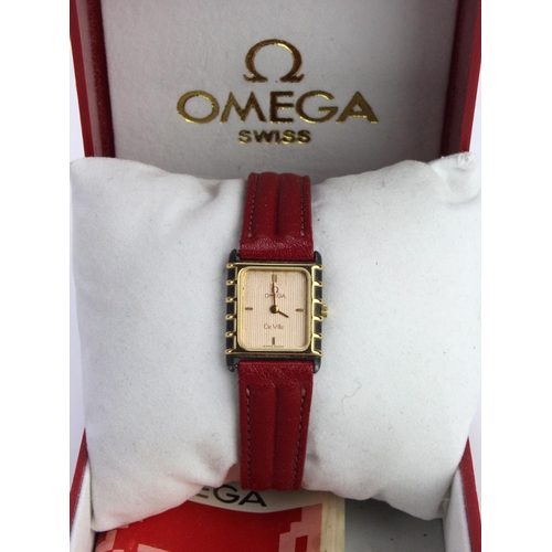 653 - Ladies Omega De-Ville circa 1987 with quartz movement (un tested). Boxed with original paperwork