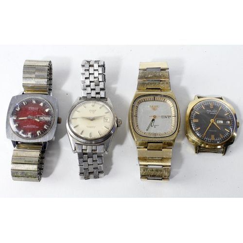 675 - Four automatic gents wristwatches, makes include Seiko 5, Tossot visodate, Poljot & Steelco. All AF