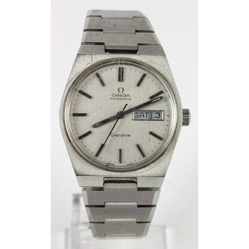 676 - Gents stainless steel cased Omega Geneve automatic wristwatch, on an Omega stainless steel bracelet.... 