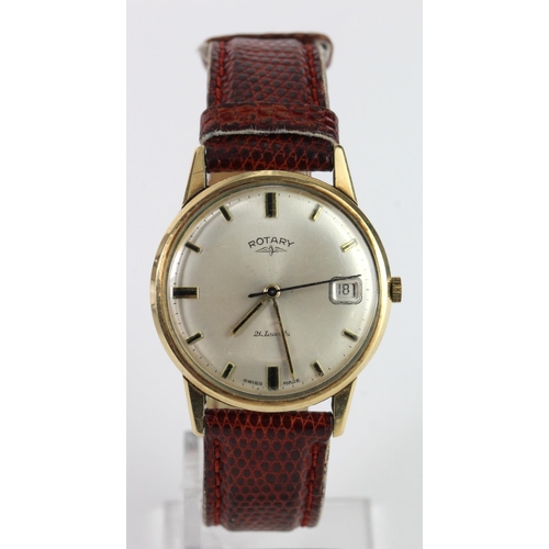 679 - Gents 9ct cased manual wind wristwatch by Rotary. Working when catalogued