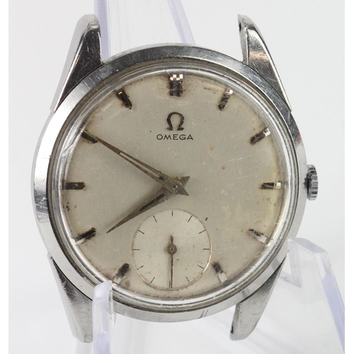 683 - Gents stainless steel cased Omega wristwatch circa 1958. Not working when catalogued