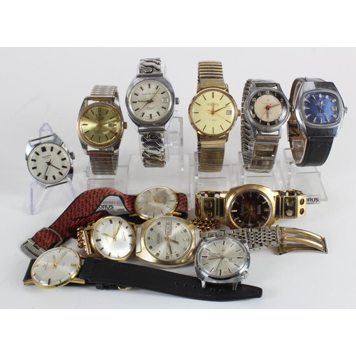 689 - Twelve gents automatic / manual wind wristwatches. Makes include Sekonda, Starlon, Monde, Rotary, Pa... 