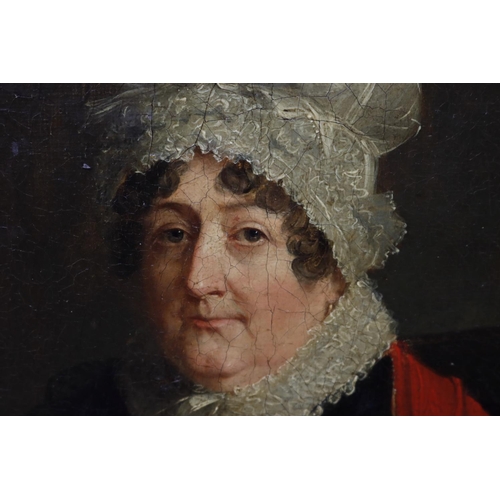 798 - 18th Century. Oil on Canvas (half-length portrait of a Lady named Sarah Lambert (1747-1829) in a bla... 