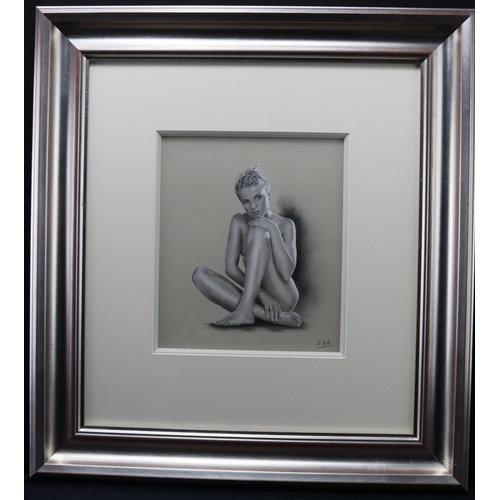 808 - Baker, Darren (British b.1976) Original Conte/White. Nude study titled 'Emily'. Signed lower right. ... 