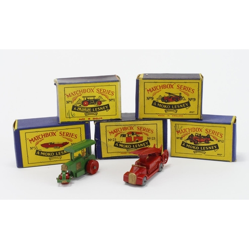 135 - Matchbox Moko Lesney. Five boxed Matchbox Moko Lesney models, comprising nos. 1 (Diesel Road Roller)... 