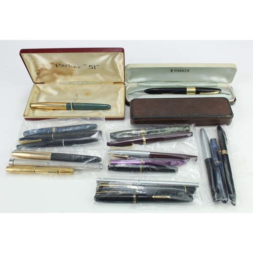 203 - Fountain Pens. A group of twenty fountain pens, including Parker, Sheaffer, Waterman, Conway Stewart... 