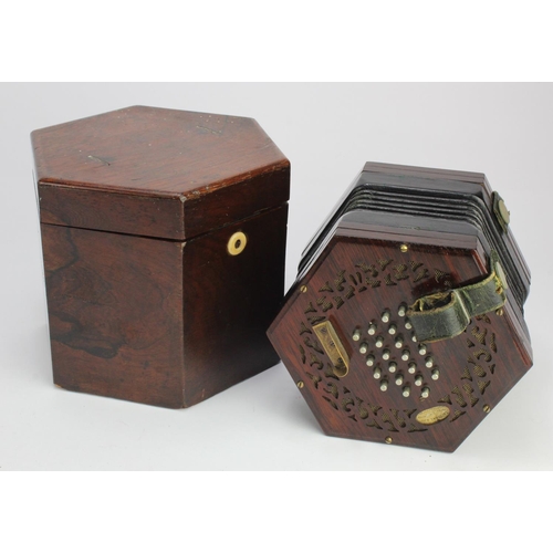 293 - Lachenal & Co. forty-eight (48) button concertina (no. 14882), contained in original fitted case (wo... 